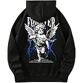 SHENHE Men's Gothic Graphic Hoodie Y2K Cupid Angle Print Long Sleeve Drawstring Hooded Sweatshirts Fall Pullovers