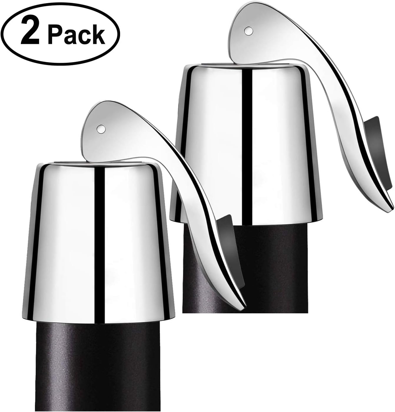 Wine Stoppers 2PACK，AUERVO Stainless Steel Wine Bottle Plug Saver