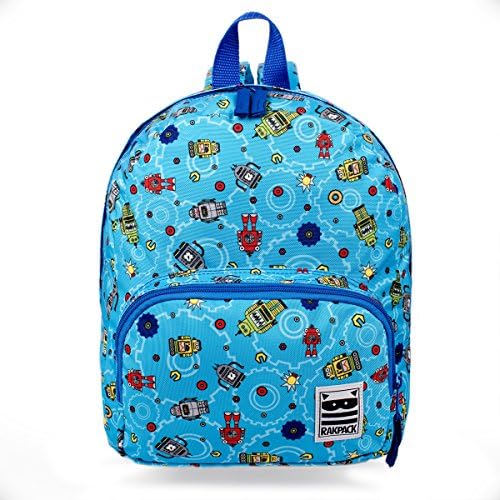 Rakpack Small Toddler Kids Robots Backpack, 12 inches, Blue