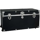 Oakestry Traveler 31-Inch Rolling Storage Trunk with Durable Wheels and Secure Lock Black Lightweight Box Travel Trunk