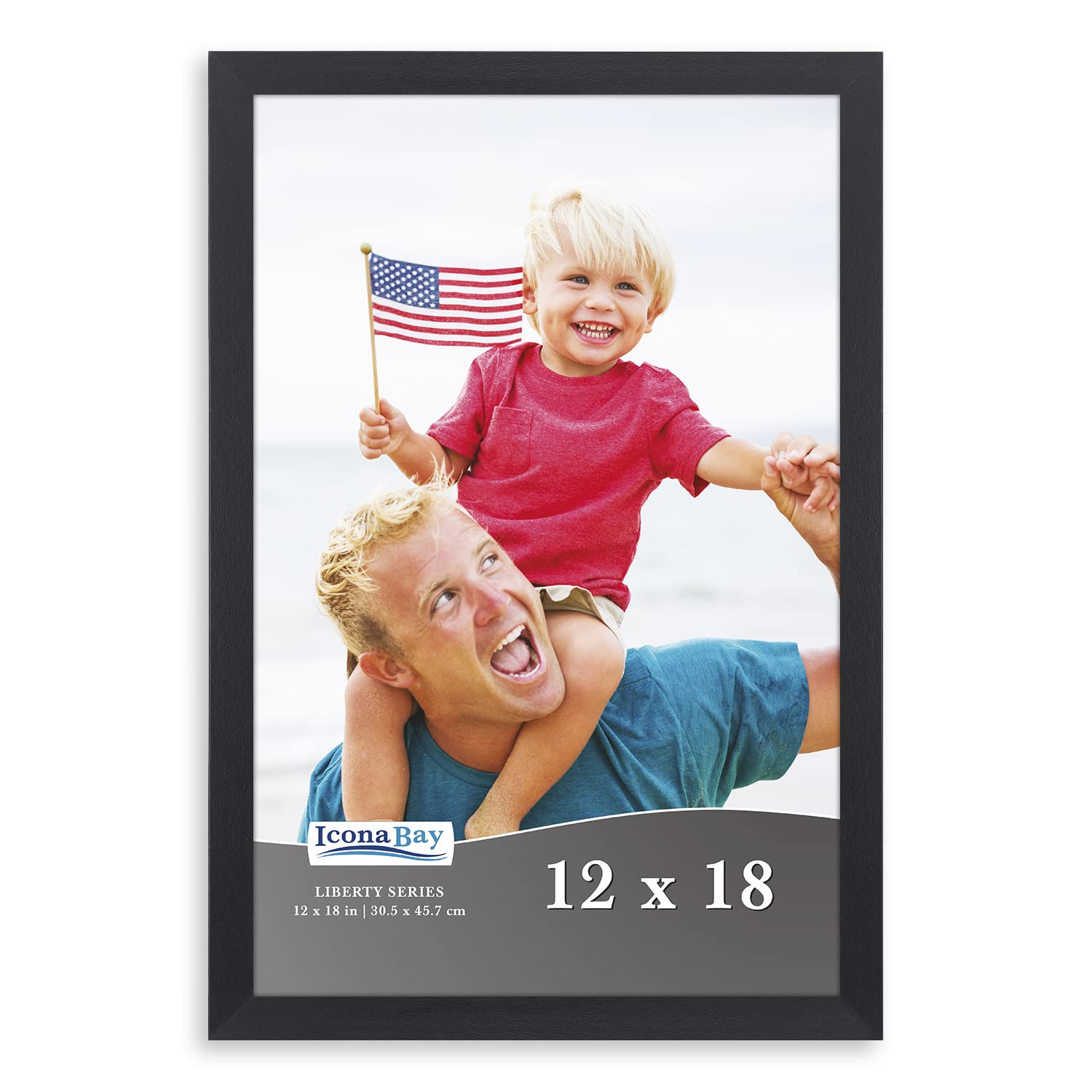 Icona Bay 12x18 Black Frame, Sturdy Wood Composite Frame (not PS Plastic), Modern Style Frames, Liberty Collection