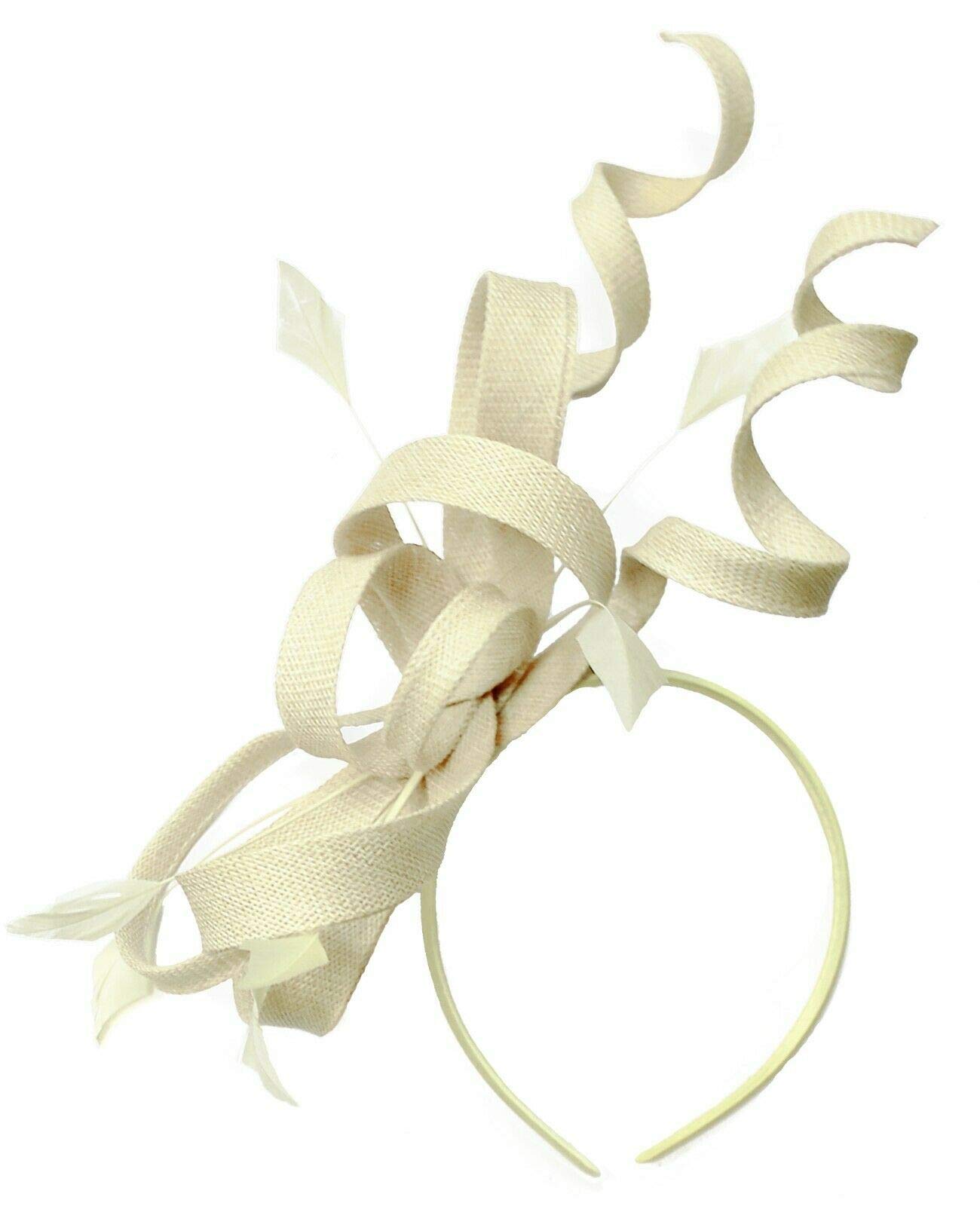 Caprilite Sinamay Headband Swirl Fascinator For Women Wedding Ascot Races (Cream) — image 1