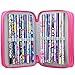 Youngman 72 Insertings Super Large Capacity Multi-layer Students Pencil Case Pen Bag Pouch Stationary Case Makeup Cosmetic Case Bag (Hot Pink)
