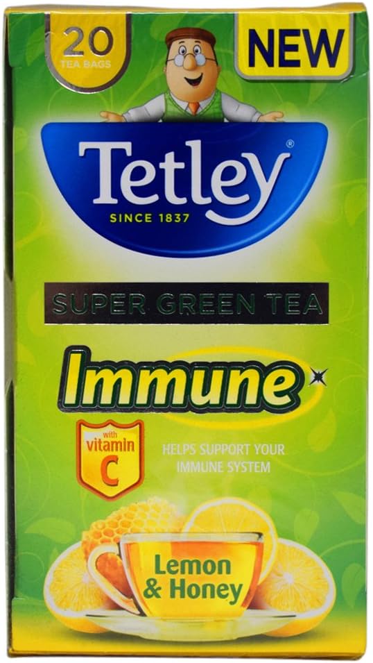 Tetley Super Green Tea Immune Lemon & Honey 20 per Pack - Pack of 4