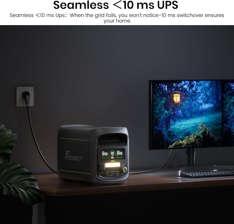 F1800 Central Portátil 1800W, Gerador Solar LiFePO4 bateria 1024Wh, Modo ECO, Porta Tipo-C 100W, carregamento rápido 0-80% em 45 minutos, Controlo por aplicação para caravana, campismo e casa — foto 5 de 8