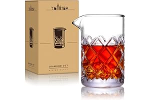 Eligara Cocktail Mixing Glass - 18 OZ Crystal Cocktail Stirring Glass, Thick Weighted Bottom - Bar Bartenders Tools Mixing Gl