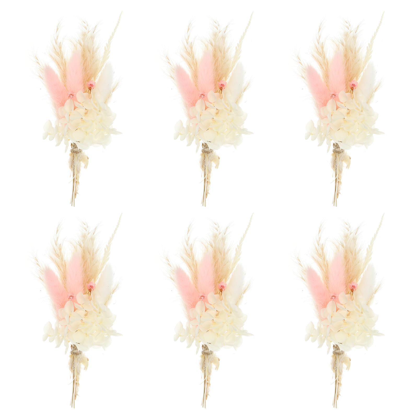 PATIKIL Mini Dried Flower Bouquet, 6 Pcs Pampas Grass Natural Wildflower with Stem Decor Baby's Breath Boho Floral Plant Flower for Crafts DIY Photo Props Gift Wedding Decor, Light Pink