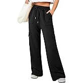 Aleumdr Women's Cargo Sweatpants Fleece High Waisted Wide Leg Pants Athletic Casual Baggy Sweat Pants with Pockets
