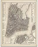 1844 New York City Map Art Print - 11x14 Unframed Art Print - Great Vintage Home Decor Under $15