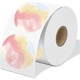3 Inch Round Thermal Labels, Color Thermal Sticker Label for Logo Design, Name/Price Tag, Thanks Card, QR Code, Compatible with MUNBYN, Phomemo, JADENS Thermal Shipping Label Printers, 500 Labels/Roll
