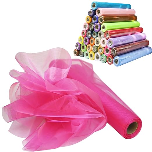 TtS 29CM X 26M Organza Rolle Weich Schiere Stoff Hochzeit Party Geschenke( Fuchsia)