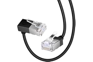 Dutevolns Ultra Thin Cat 6 Ethernet Cable 90° Downward Angle 6.6 Feet, Flexible & Slim Rj45 Cat 6a LAN Cord Gigabit Applicabl