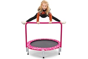Giantex 36-Inch Mini Trampoline for Kids, ASTM Approved Foldable Rebounder Trampoline with Foamed Handle, Max Loaded 330 lbs, Indoor Safety Padded Fitness Trampoline