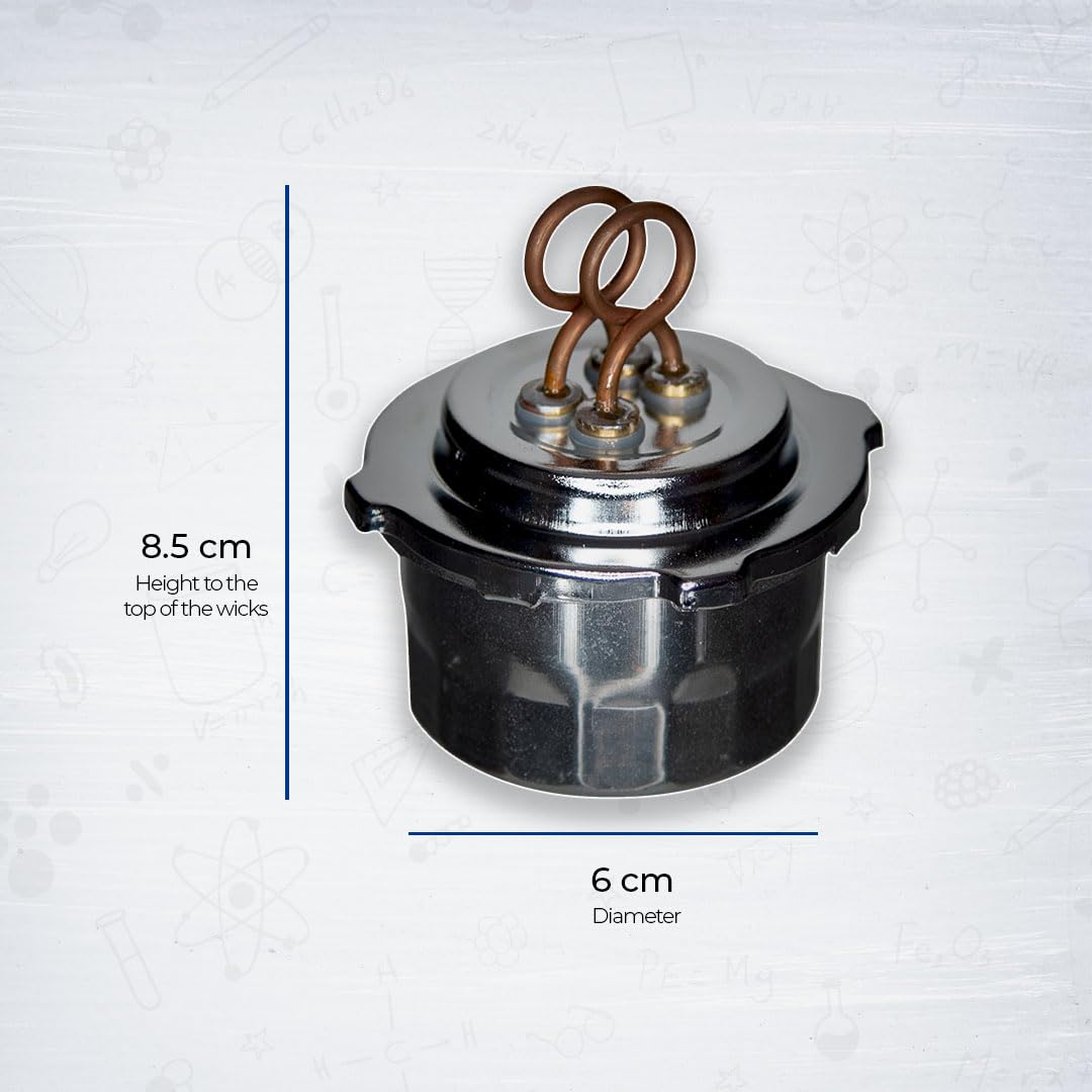GSC International 42002 Premium 42002 Dual Wick Alcohol Burner, 100 mL Capacity, Durable Metal Build in Silver/Bronze – Reliable Lab & Home Use Heating Tool