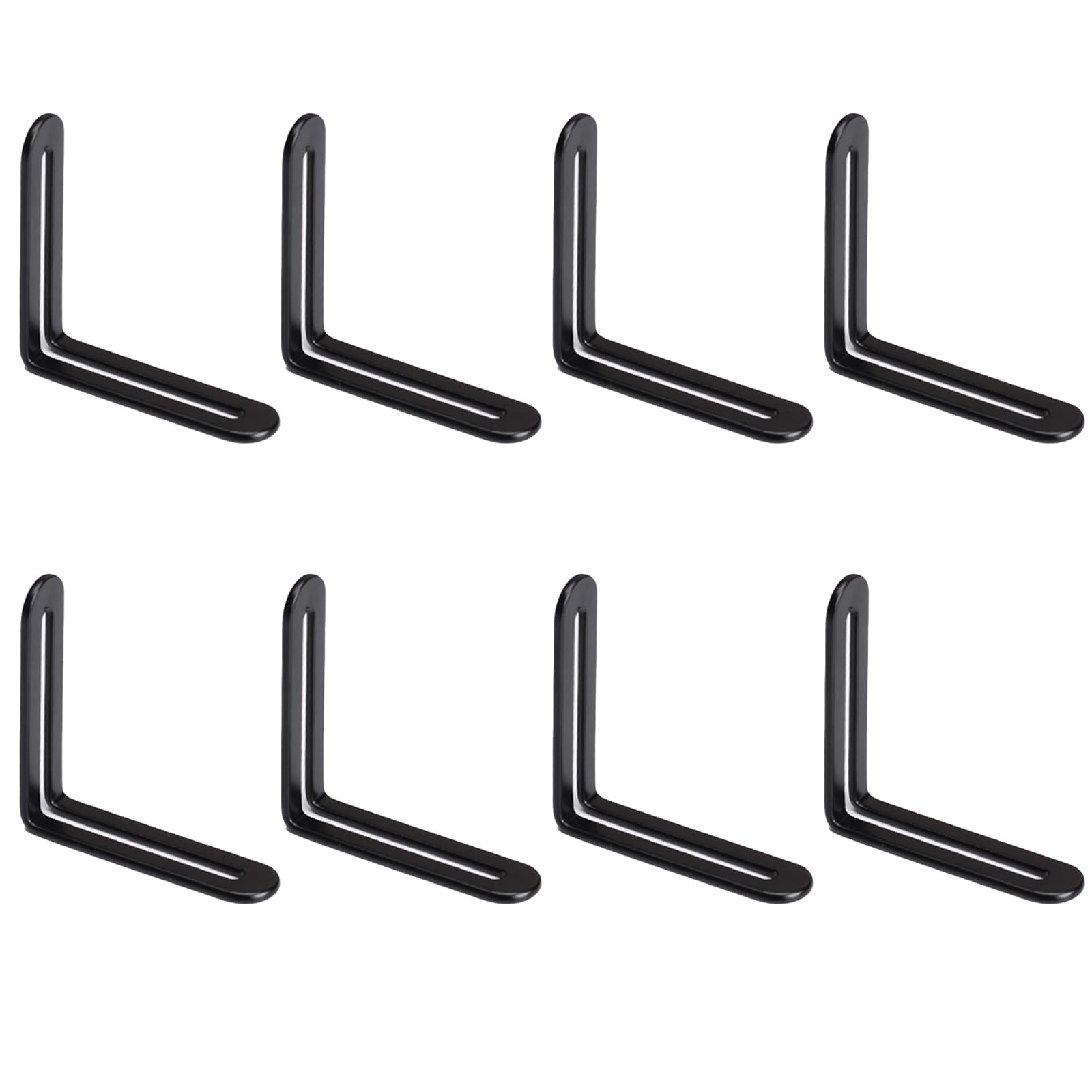8Pcs Adjustable L Shaped Bracket 80mm x 80mm Stainless Steel Joint Right Angle Brackets Single Slot Angle Code for Fixed Furniture Shelf Bed Table, Black