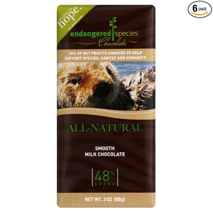 Endangered species chocolate bar slmn ottr Milk chocolate 3oz (037014242317)