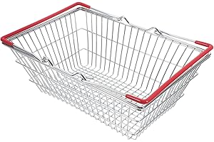 BESPORTBLE Miniature Shopping Basket and Toddler Shopping Cart Toy for Kids, Large Red Metal Wire Grocery
