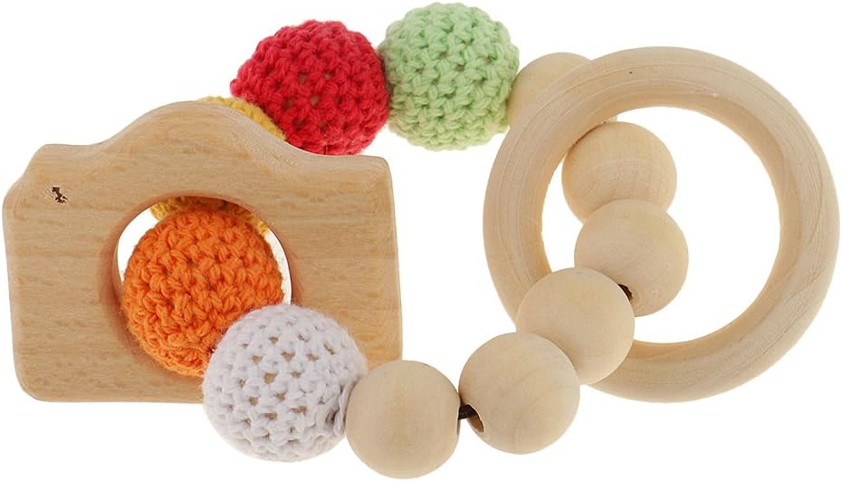 Amazon Co Jp 哺乳おもちゃ かぎ針編みビーズ 木製 ブレスレット 赤ちゃん 哺乳玩具 おもちゃ カラフルな 全4種 カメラ おもちゃ