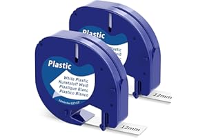 Compatible with Dymo LetraTag Refills Plastic White 91331 12mm x 4m LT Label Tape for DYMO Letra Tag LT-100H LT-100T Plus 200