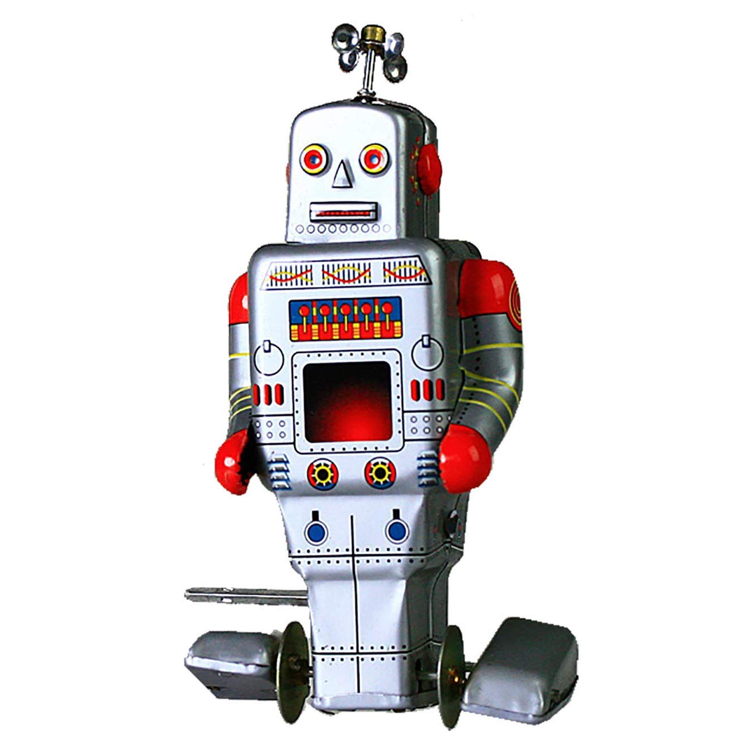 HwaStudio MS372 Stepping Robot Wind Up Tin Toy Clockwork Funny Robot Vintage Mechanical Toys Collectible Gifts for Adults