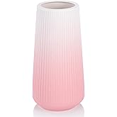 GUKJOB Gradient Pink Ceramic Vase, Small Oblong Vase for Home Decor, Holds Water, Anti-Slip Base, Wide Mouth