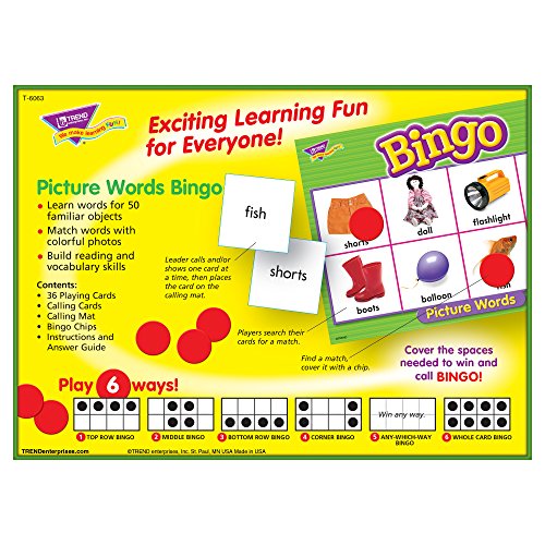Picture Words Bingo Game