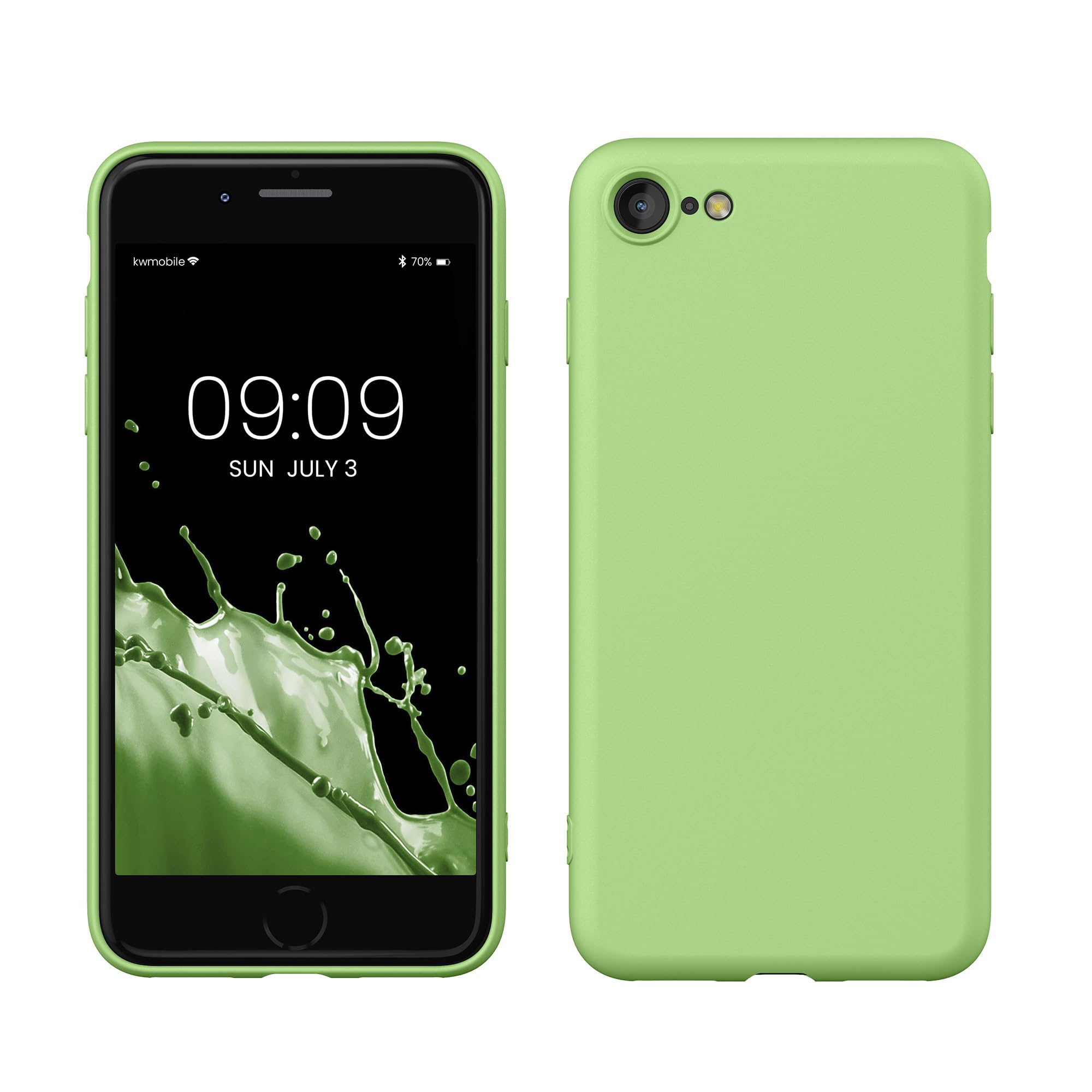 kwmobile Case Compatible with Apple iPhone SE (2022) / iPhone SE (2020) / iPhone 8 / iPhone 7 Case - Slim Protective TPU Silicone Phone Cover - Green Tomato