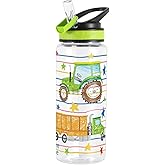 Home Tune 23oz Kids Water Bottle for School Boys, BPA FREE, Leak Proof Flip Straw, Easy Clean, Carry Handle (Truck)