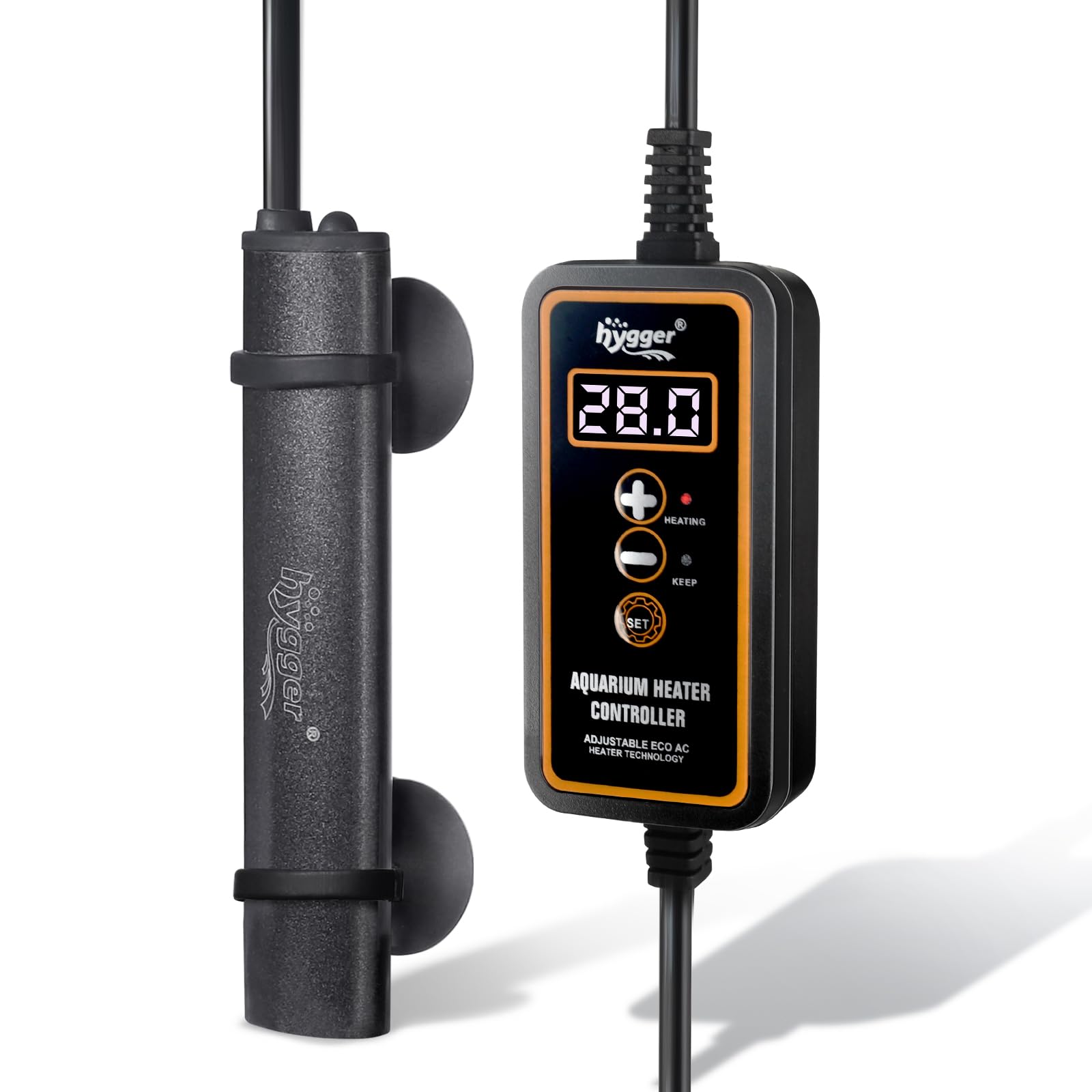 hygger Small Aquarium Heater, 25W Submersible Betta Fish Tank Heater with Digital Display External Controller, Turtle Tank Heater Suitable for Freshwater up to 20L Tanks