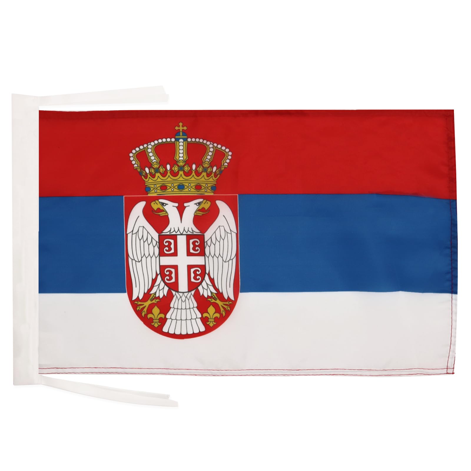 AZ FLAG - Serbia Flag - 18'' x 12'' - 100% Polyester Serbian Small Banner with Two Cords - Fade Resistant - Vivid Colors - 18x12 in - 45x30 Cm — image 1