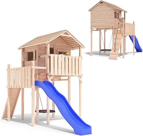 domizilio casita de juegos con tobogan y columpio para ninos estilo cabana casa del arbol