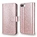 Karidge iPhone 13 Plus Case, iPhone 8 Plus Case, iPhone 7 Plus Wallet Case Karidge Glitter PU Leather 9 Credit Card Slot Cash Holder Hand Strap Kickstand Cover