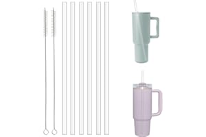 A DIFFERENT WAY OF LIFE Reusable Straws for 40 oz Tumbler,Plastic Replacement Straws for Stanley Cup and Simple Modern 40 oz tumbler,6 Pack Clear Straws with 2 Straw Cleaner Brush (12.2 Inch for Stanley 40oz)