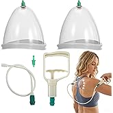 Ciieeo Vacuum Cupping Cup Hand Pump Set Breast Vacuum Cupping Buttock Lift Body Massage Cupping Set for Massage Therapists Cupping Machine Accessories for Women Ladies White