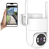 6MP TUYA Security Camera Outdoor, 2.4G/5G WiFi Cameras for Home Security 24/7 Recording, Pan-Tilt 360° View, Color Night Vision,Two-Way Audio, Auto Tracking & Light Alarm, Plug-in cam, Cloud/SD/IP66