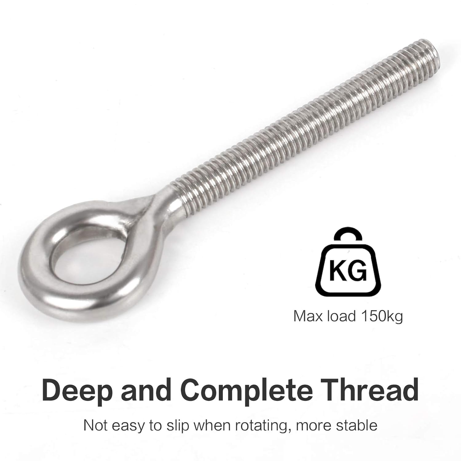 Jubaopen 10PCS Eye Bolts M8 Eye Bolt Ringbolt Long Shank 304 Ringbolt Anchor Stainless Eye Bolt Expansion Screw 304 Stainless Steel Hook Screws Coil Screw Threaded Rod Ring Bolt Yacht Boat - Image 5
