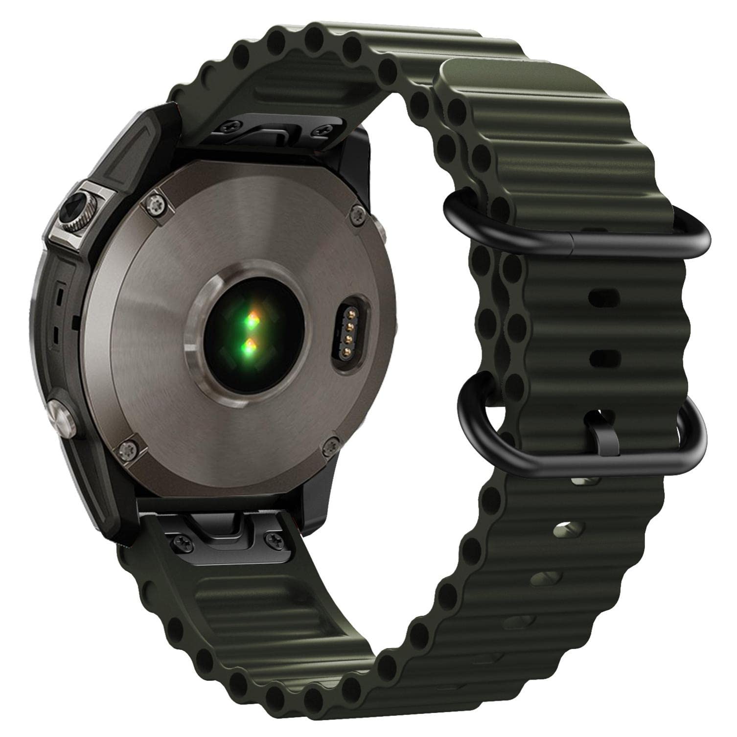ahayo Quick Fit 22mm Silicone Watch Strap Compatible with Garmin Fenix 7/ EPIX 2/ Fenix 6 /Fenix 5/Instinct 2 Solar, Sport Soft Tubular Waterproof Wrist Bands for Forerunner 955 (Green)