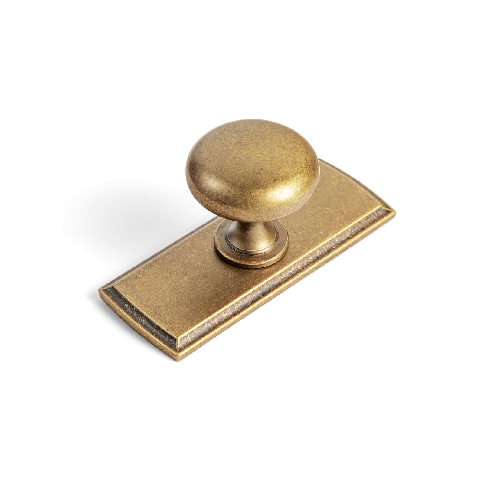 Photo 1 of Goo-Ki Antique Brass Zinc Alloy Cabinet Knob with Backplate - Single Hole Center Cabinet Pull Hardware for Bedroom, Kitchen, 6 Pack?8611-G011?