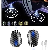LOWEEY Car Door Lights Logo Projector, Wireless Puddle Lights for Most Cars | Rechargeable 2-Pack LED Welcome Lights, Car Door Step Courtesy Shadow Ghost Lights Includes 6 Pairs Logo Slides