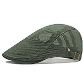 meioro Men's Mesh Summer Flat Cap Breathable Newsboy Hat Ultra Thin Beret Ivy Cap Adjustable Gatsby Cabbie Driving Hats