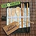 Bamboo Cutlery and Reusable Utensils with Case and Bonus Bamboo Toothbrush. Travel Cutlery Set and Reusable Silverware Set to Go. TSA-Safe Reusable Cutlery Travel Set Contains Reusable Bamboo Utensils
