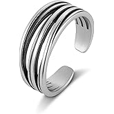 HZMAN Vintage Rings for Women Stainless Steel Open Multi Layer Statement Promise Anniversary Ring Size7-9