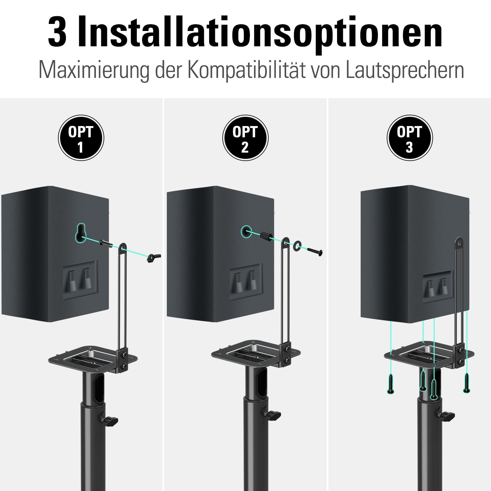 Mounting Dream Lautsprecherständer höhenverstellbar für Satelliten bis zu 5KG, 2er-Set Bodenständer 5