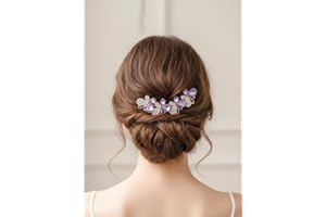 Crystal Butterfly Pearl Rhinestone Hair Side Comb Hair Clip Vintage Style Purple