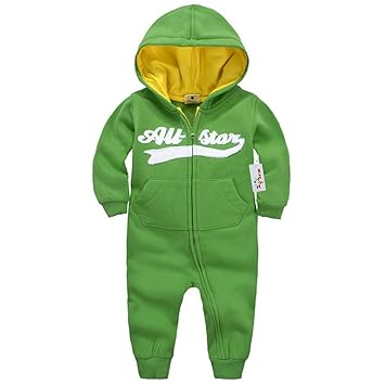 Vine Maedchen Jungen Overalls mit Kapuze Hoodie Jumpsuit Kinder Strampler Spielanzug Langarm-Body Trainingsnazug Reißverschlu