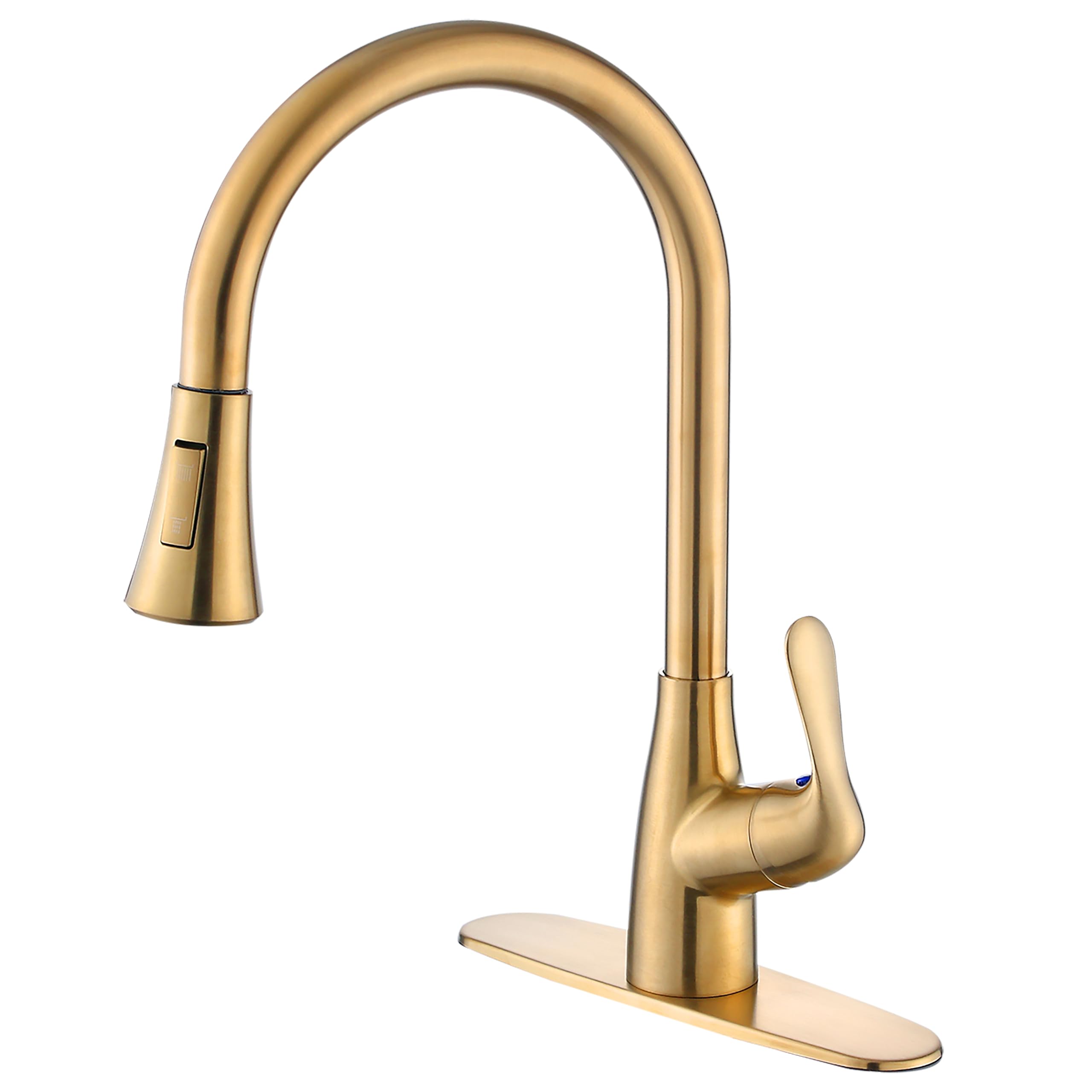 Pull-Down Sprayer Kitchen Faucet, Brushed Gold Single Handle Kitchen Sink Faucet,1 Hole or 3 Hole Installation,KF-0258-BG
