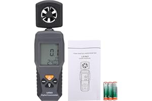 Vvikizy Digital Anemometer, 6 High Wind Speed Meter with Backlit LCD and Temperature Sensor, Measures 0.3 30m S 0.6 60knots 1