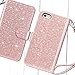 UrbanDrama iPhone 6S Case, iPhone 6 Case, Sparkly Glitter Flip Folio Wallet Case Cover Shiny PU Leather Folio Credit Card Slot Cash Holder Protective Case for iPhone 6 iPhone 6S 4.7 inch, Rose Gold