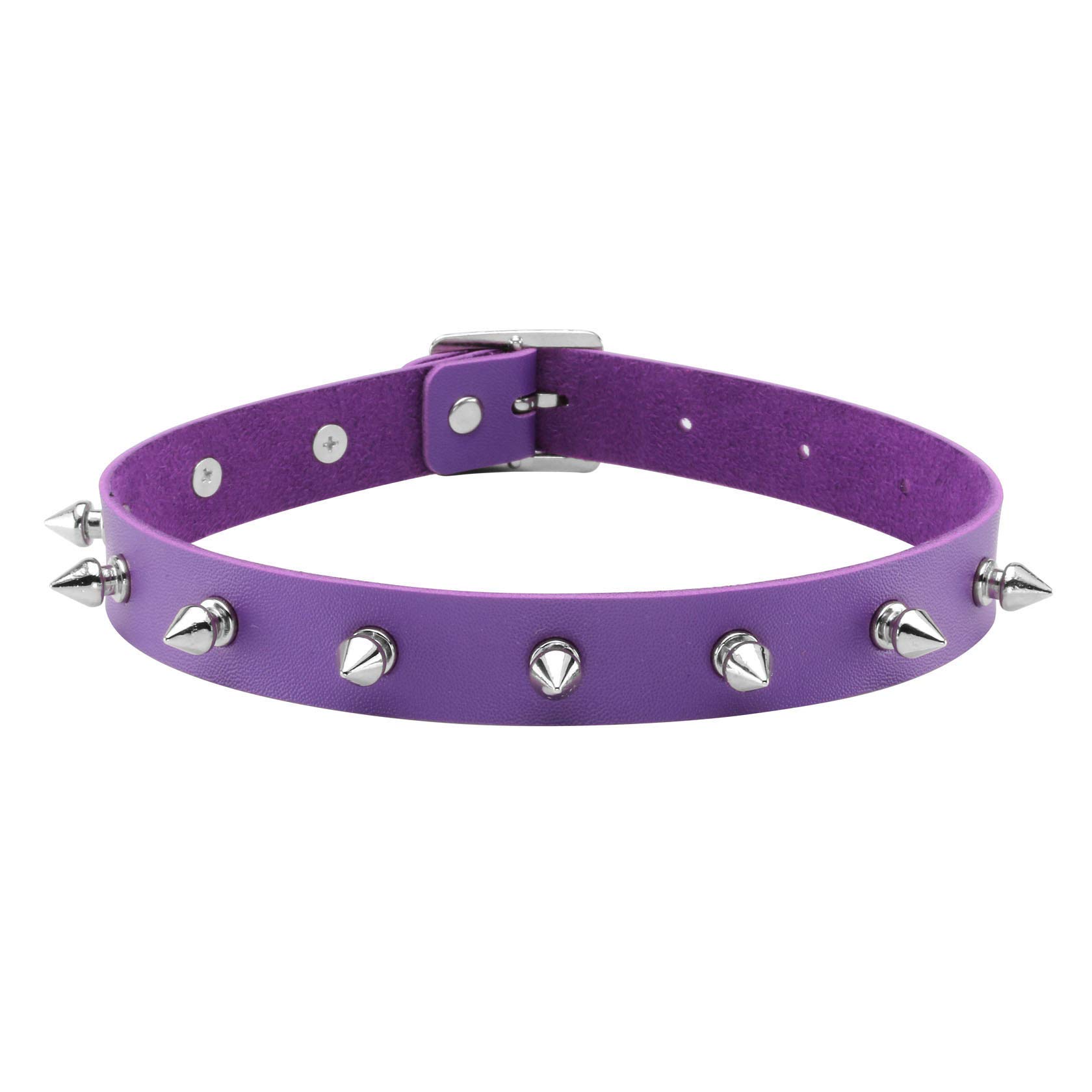JJDreams Punk Goth Studded Rivet Choker Vintage PU Leather Collar Necklace Adjustable Women Jewelry, Purple