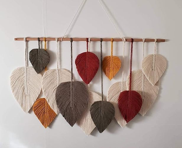 Custom made extra large feather macrame wall